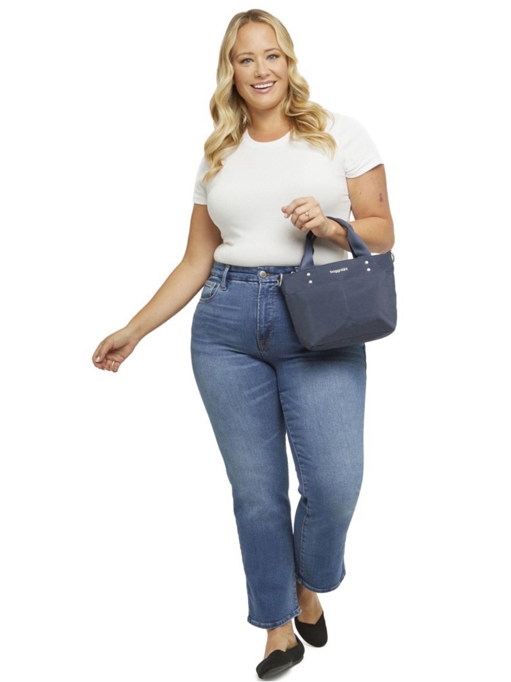 Baggallini Mini Carryall Tote Bag. French Navy.